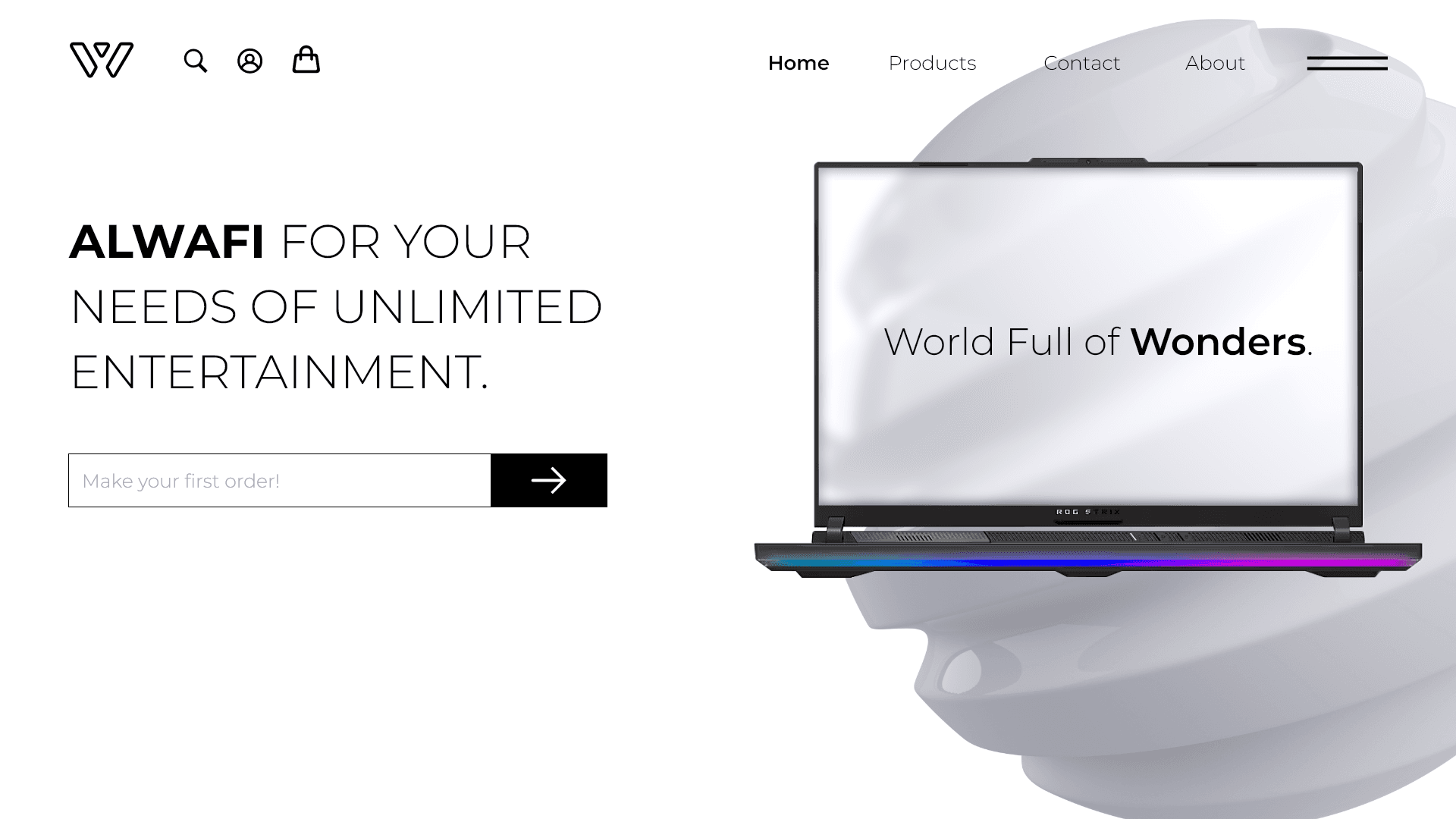 Alwafi landing page, light